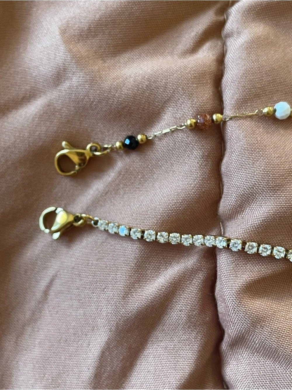 Gold-Tone Stainless Steel dainty bracelet pair